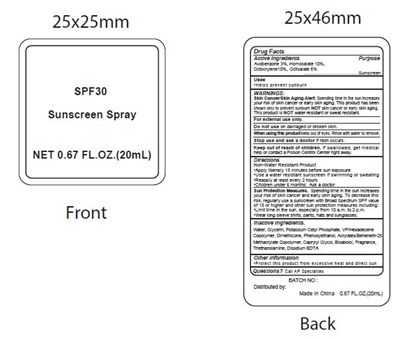 20ml (Label  Sunscreen Spray Spf30 20ml)